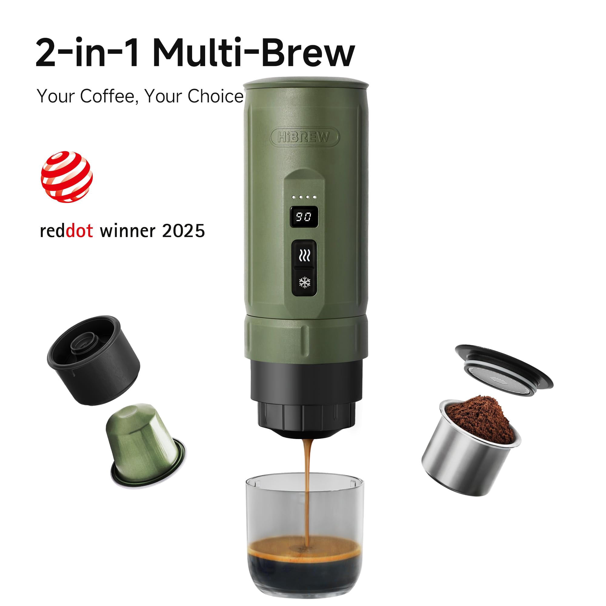 HiBREW H4C Portable Espresso Machine, 20Bar Wireless Coffee Maker for Travel, Car and Home
