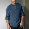 thumbnail image 2 of Mens Shirts Long Sleeve Solid Color Casual Fashion Vintage Loose Fit Daily Shirt Top 2XL, 2 of 7