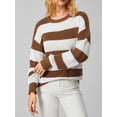 thumbnail image 3 of Franhais Women Fashion Wild Sweater Contrast Color Stripe Round Neck Long Sleeve Knitted Pullovers Autumn Winter Loose Casual Tops, 3 of 9
