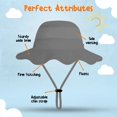 thumbnail image 5 of Protective Baby Bucket Sun Hat With UPF 50+ Protection Adjustable Infant Summer Beach Hats For Boy & Girl Breathable Toddler Swim Pool Play Sunhat With Wide Brim 12-24 Months Grey S, 52 CM, 5 of 5