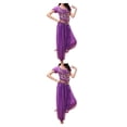 thumbnail image 2 of Sonducket Pantalones de danza del vientre indio para mujer, conjunto de traje con parte trasera de baile, traje de manga profesional, Morado oscuro SG 2piezas, 2 of 6