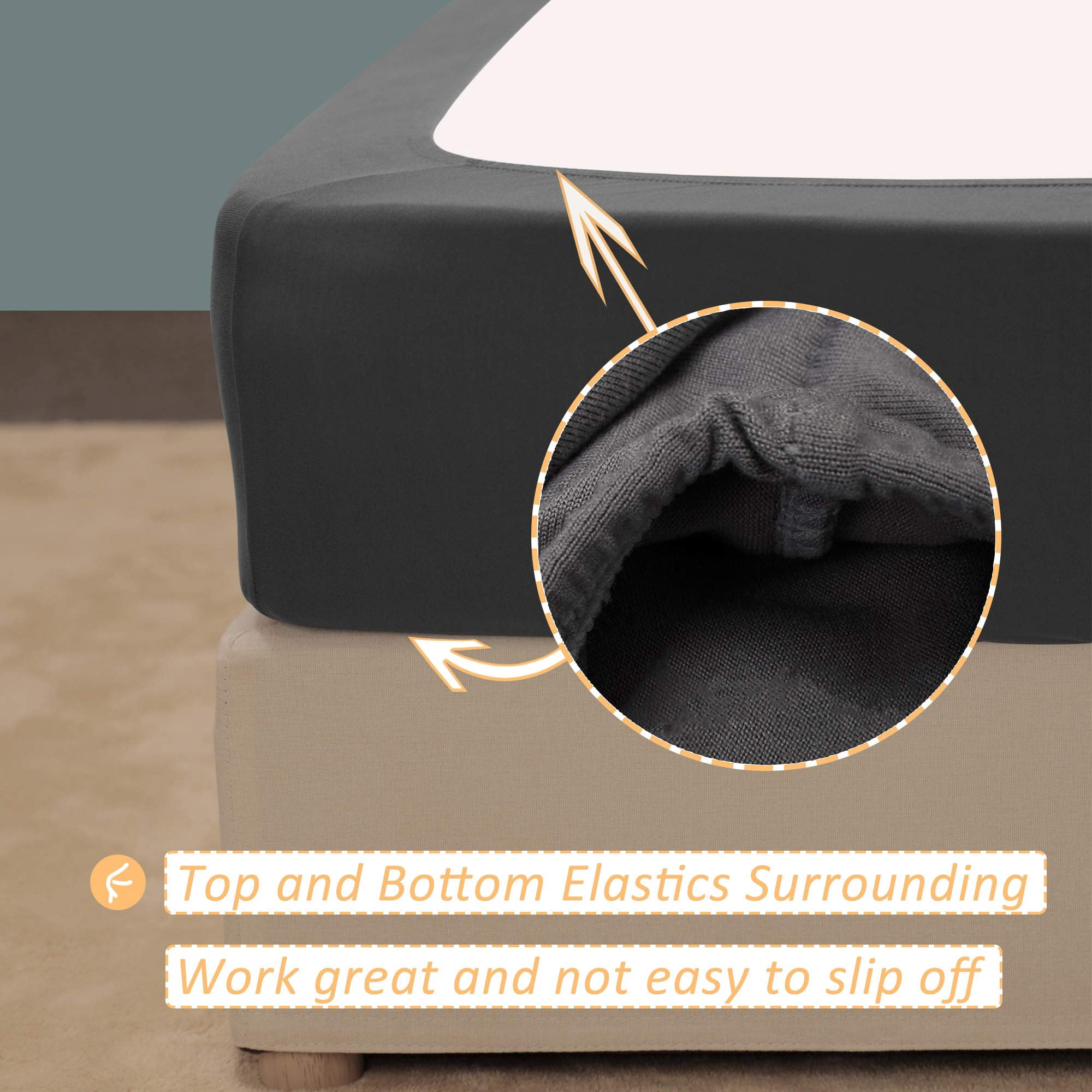 Stretch Jersey Box Spring Cover Wrap Around, Ultra Soft Wrinkle Resistant Bed Skirt Alternative, Queen Queen XL, Breathable Durable White Bedding