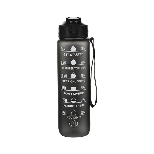 Botella de agua motivacional de 940 ml con marcador de tiempo y citas inspiradoras | Tapa abatible hermética | Boca ancha para hielo y fruta | Plástico Tritan sin BPA para gimnasio, escuela y