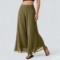 thumbnail image 2 of Summer Palazzo Pants for Women Dressy Casual Elastic High Waisted Wide Leg Chiffon Pants, S, 2 of 7