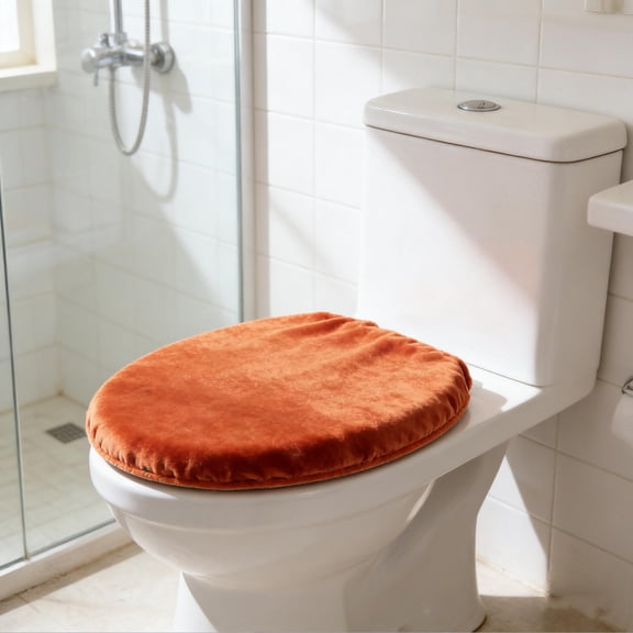 ETEREAUTY 2Pcs Plush Toilet Lid Cover Coffee Soft Warm Machine Washable Bathroom Dust Protector