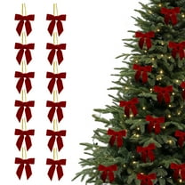 12pcs Small Velvet Christmas Bows - Soft Luxurious Ribbon Bows with Metal Clips for Christmas Tree, Wreath, Gift Wrap, Crafts, Wedding Party, Snack/Candy/Baking Bags & Home Decor,Watermelon Red