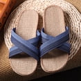 thumbnail image 1 of House Slipper Lightweight Breathable Open Toe Flax Slipper House Sandal for Summer, 1 of 2