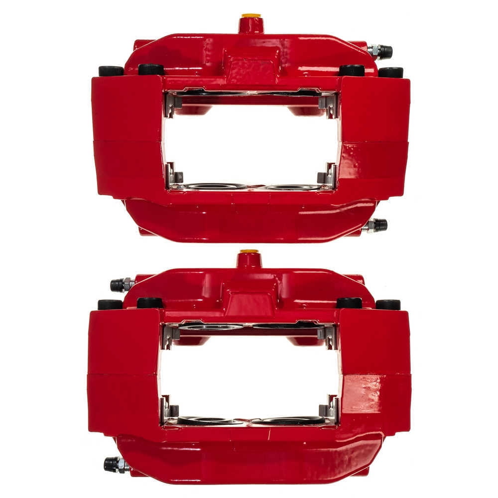 PowerStop S3858 Powder Coated Brake Caliper Pair - Front Red
