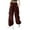 Wine, variant on Women's Cargo Long Pants Spring Fall High Waist Solid Color Trousers Straight Wide Leg Loose Joggings Pants Stretch Denim Retro Versatile Trousers with Pockets