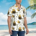 thumbnail image 3 of Pofeuu Honey Bee Insect Print Hawaiian Shirt for Men Sleeves Casual Button Down Summer Beach Dress Shirts T-Shirts,Large, 3 of 7