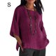 thumbnail image 3 of Camisa de mujer Sonducket de cuello de manga 3/4 de algodón y Lino casual Violeta S, 3 of 5