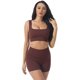 thumbnail image 1 of Bra Shorts Set Yoga Nylon Women Crop Top Legging (S Shoulder Straps) Coffee 2pcs JShteea Para Estrenar, 1 of 8