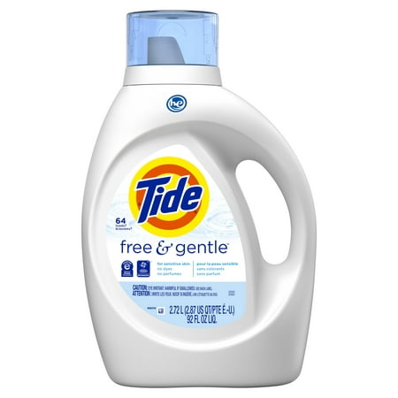 Tide Free & Gentle Liquid Laundry Detergent, 64 loads 92 fl oz, HE Compatible