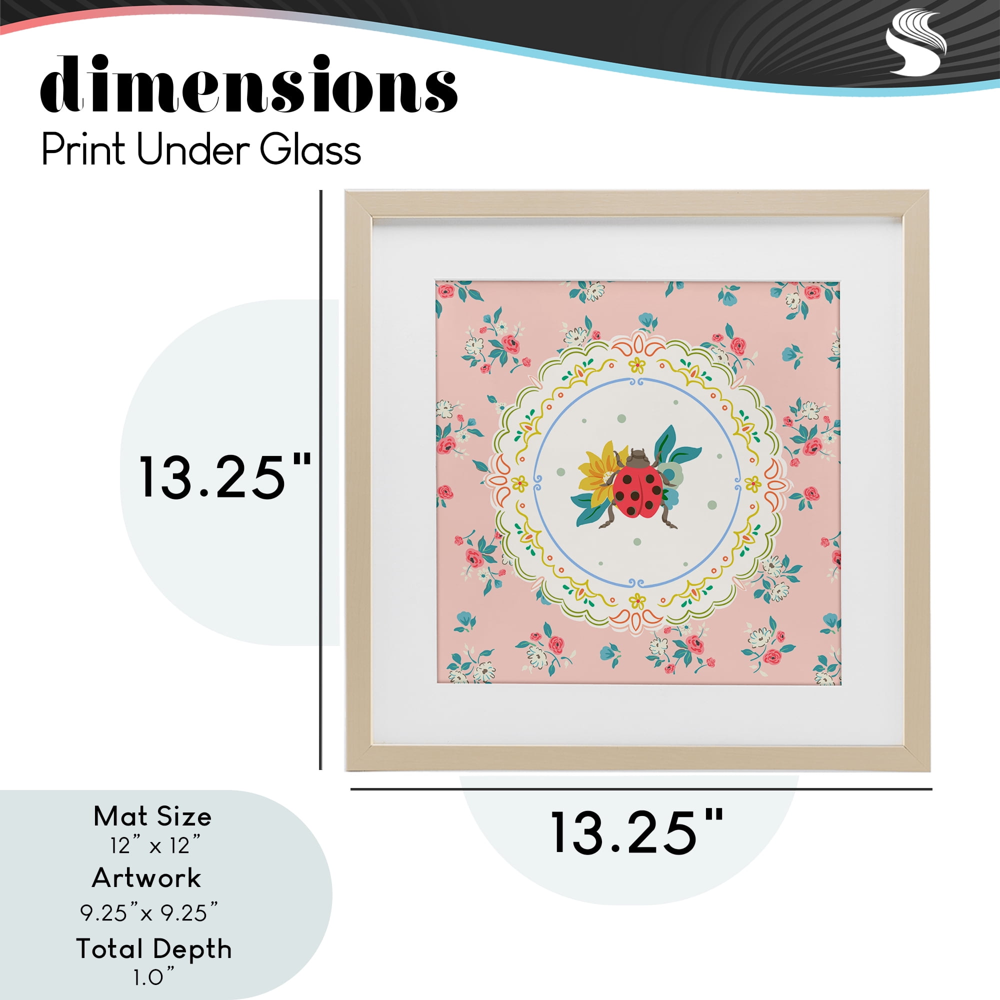 Spring Lady Bug Lace Pattern Birch Framed Print Under Glass, design by Angela Steahling