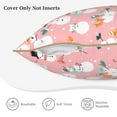 thumbnail image 5 of Fotbe Cute Pink Snowman Cat Pattern Velvet Decorative Throw Pillow Covers with Elegant Piping, Soft Plush Cushion Cover for Sofa, Bed, Car, Office-16"x16", 5 of 8