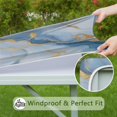 thumbnail image 6 of Blue Marble Gold Wave Pattern Square Fitted Tablecloth with Elastic Edge,Square Table Cover,Washable Elastic Table Cover for Home Kitchen Party Decor 34"x34", 6 of 6