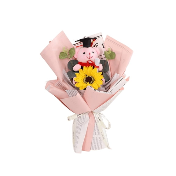 Ikohbadg Sunflower Graduation Bear Doll Bouquet, Adorable Gifts for Graduation Celebrations, Thoughtful Keepsake for Achievements, Perfect Decor for Parties and Ceremonies