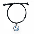 thumbnail image 1 of Blue Football Player Kick Football Bracelet Leather Rope Wristband Black Jewelry, 1 of 3