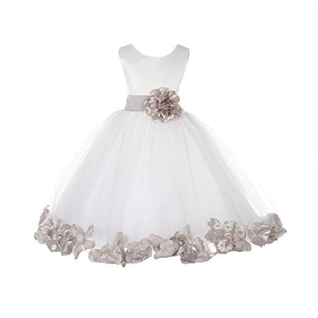 Ekidsbridal Ivory Tulle Rose Petals Formal Flower Girl Dresses Junior Bridesmaid Photoshoot Evening Gown Graduation Ceremony 302S 2