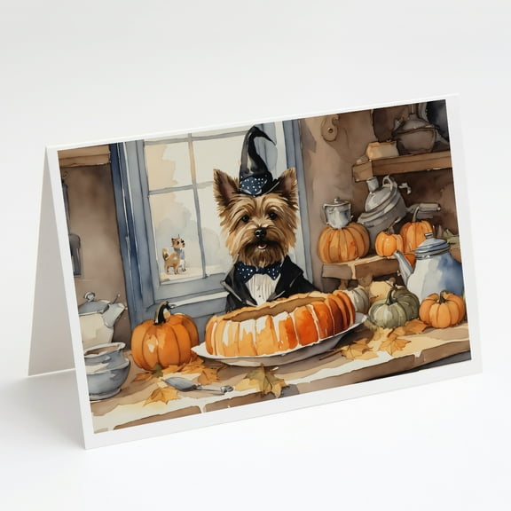 Cairn Terrier Fall Kitchen Pumpkins Greeting Cards and Envelopes Pack of 8 7 in x 5 in