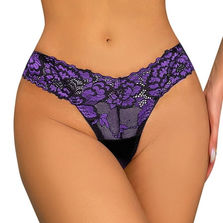 

Youmylove Women 3-Pack Underwear Lace Mesh Seamless Slim Low Waist Briefs Panties Thong Female Comfy Undies Lingerie