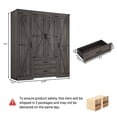thumbnail image 4 of ChVans 70" Farmhouse Armoire Wardrobe Closet with Doors and Drawers, 4 Barn Doors Wardrobe Armoire with Hanging Rods and Multi-Layer Shelves for Bedroom, Grey-70", 4 of 7