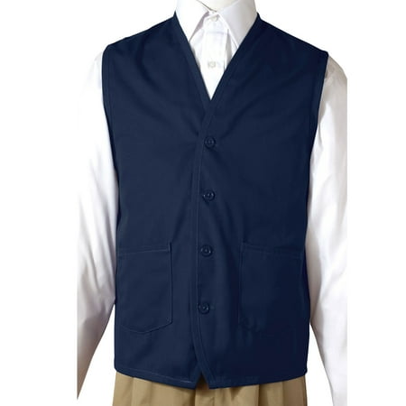 Garnet Button - Ed Garments Button Down Front Pockets Apron Vest, NAVY, Medium