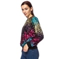 thumbnail image 3 of Women's Sequin Crewneck Sweatshirt Long Sleeve Sparkly Pullover Top (Gradient Color, 3 of 7