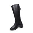 thumbnail image 3 of Domuza Women's Knee High Side Zipper Boots, Faux Leather Round Toe Block Heel Tall Dress Boots, Comfort Non-Slip Fall Winter Booties for Office Daily Commuting Wear Black 10（EU-43）, 3 of 7