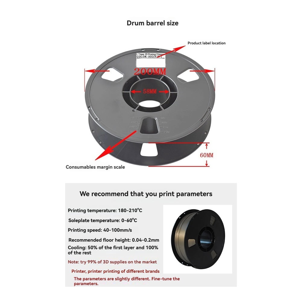 PLA 3D Printer Filament 1.75mm1KG Spool Printing Material for Printers and Pens with Vacuum Packing B