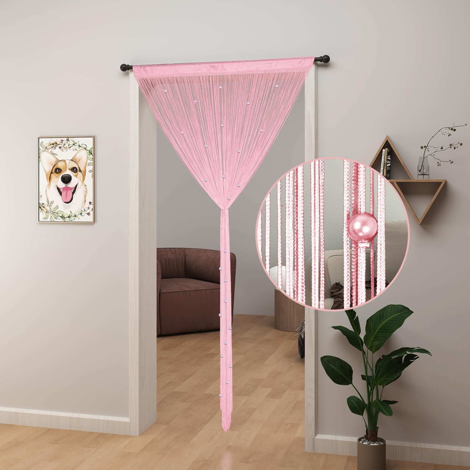 UniVerse Beaded Curtain Beaded Curtains for Doorways Crystals Suitable for Interior Decoration and Partitions Hippy Closet Curtains (Pink, 39"x79")