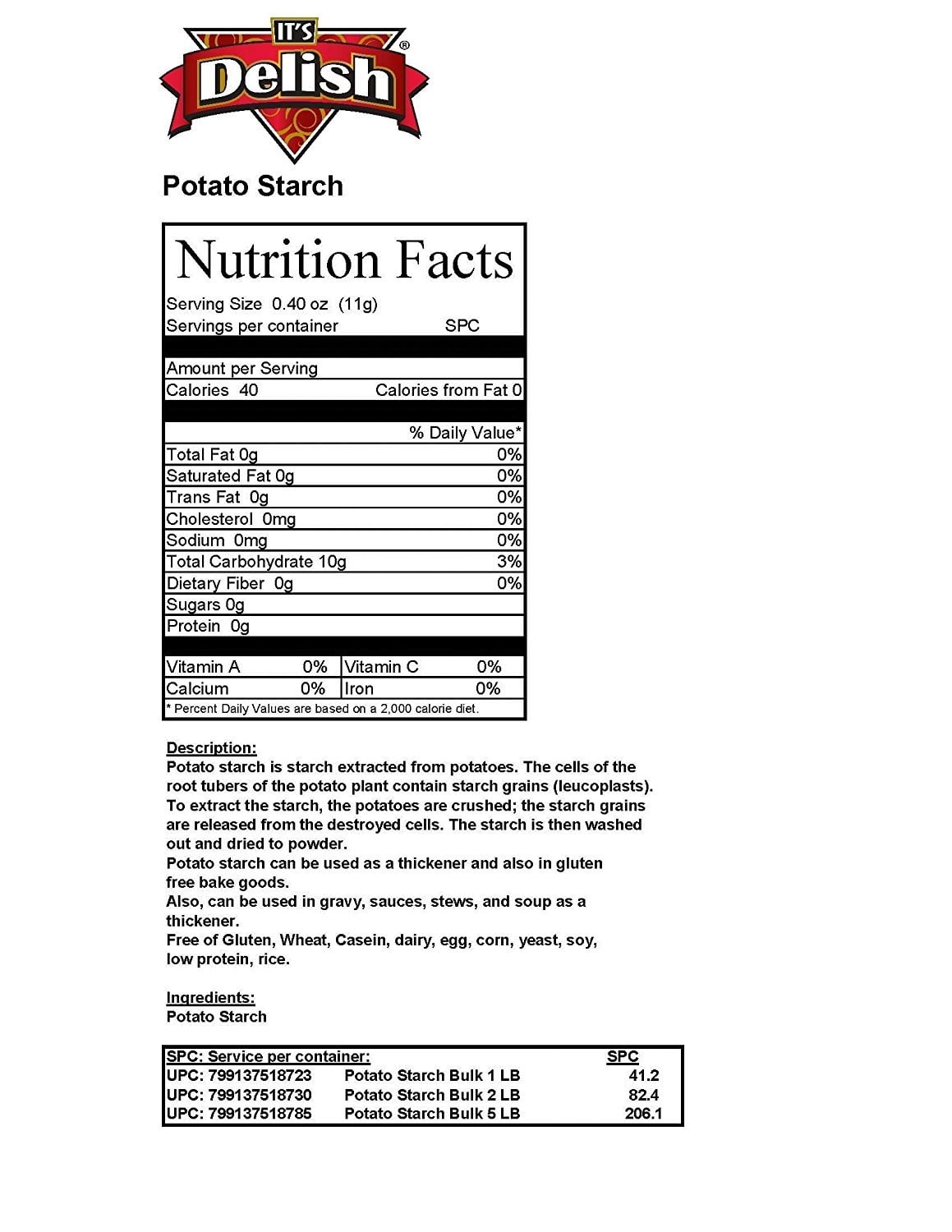 Potato Starch by Its Delish, 5 lbs