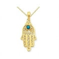 thumbnail image 1 of Collier pendentif en filigrane turquoise de Hamsa en or jaune 14 carats, 1 of 4