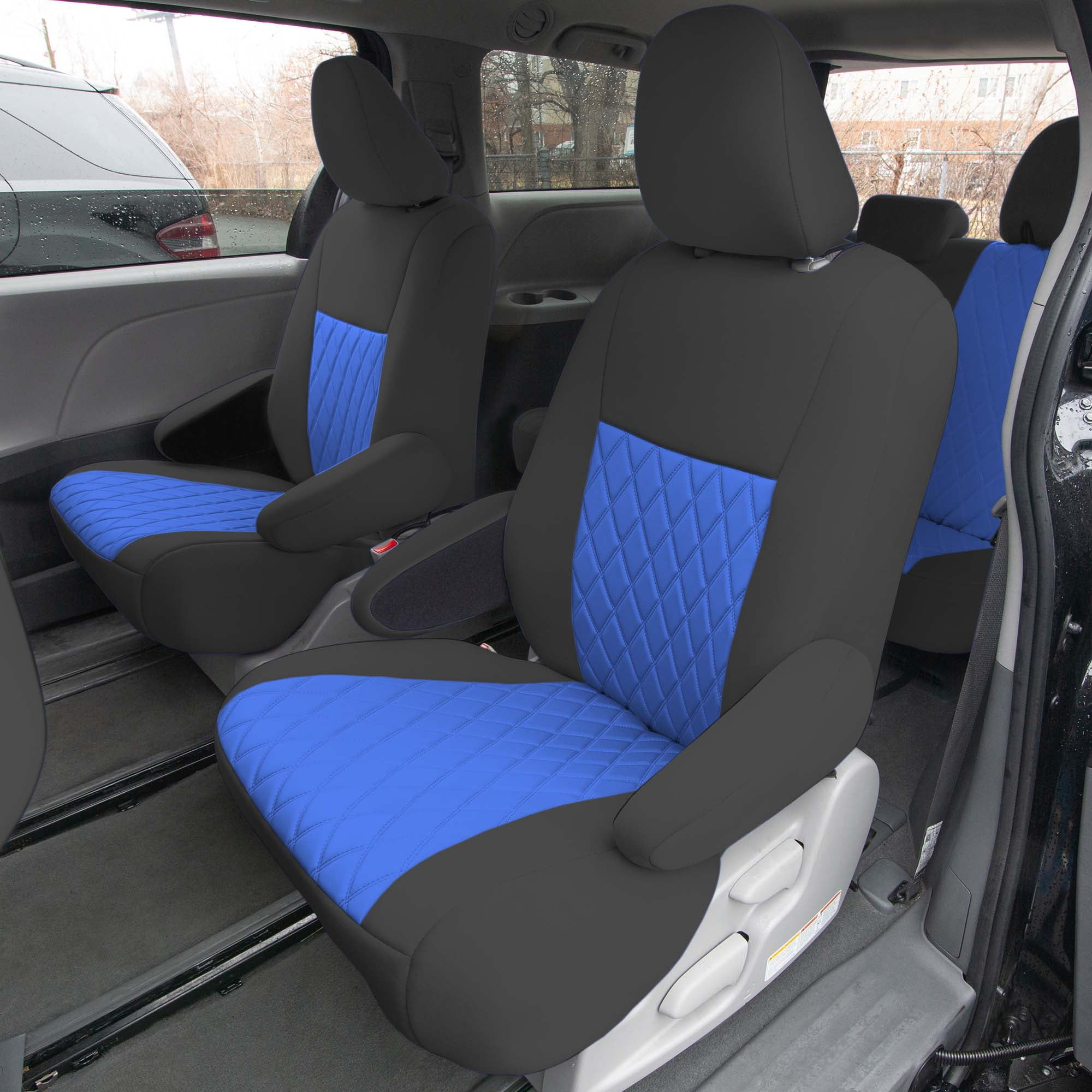 For Toyota Sienna 2011-2020 FH Group Neoprene Waterproof Custom Fit Car Seat Covers - Blue/Black 3rd Row