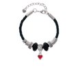 thumbnail image 2 of Delight Jewelry Silvertone Mini 2-D Red Heart Coach Celtic Knot Leather Bead Bracelet, 7"+2" Extender, 2 of 4