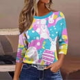 thumbnail image 6 of ZVAVZ Womens Easter 3/4 Length Sleeve T-Shirts Plus Size Bunny Rabbit Graphic Tee Shirts O-Neck Casual Spring Summer Blouses Purple,XXXL, 6 of 6