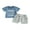 Blue, variant on LMLYSoH 2Pcs Baby Boy Summer Outfits, Short Sleeve Letter Print T-Shirt Tie Front Shorts Set