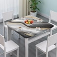 thumbnail image 3 of Gray White Marble Gold Wave Pattern Square Fitted Tablecloth with Elastic Edge,Square Table Cover,Washable Elastic Table Cover for Home Kitchen Party Decor 34"x34", 3 of 6