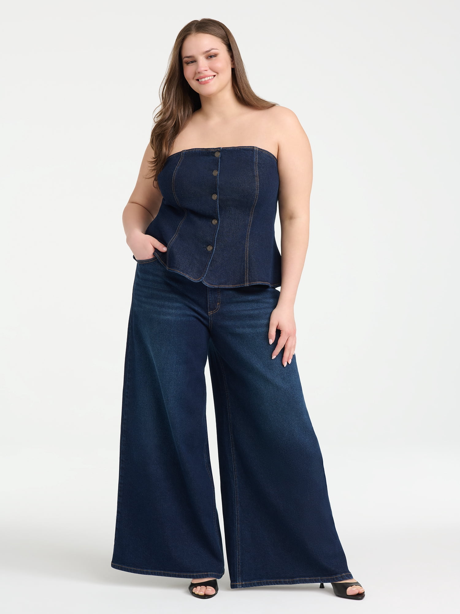 Sofia Vergara Women's Buttoned Tube Top, Sizes XS-4X