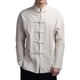 thumbnail image 5 of Camisa de estilo chino de otoño para hombre de Lohuatrd, cuello mandarín, manga larga, bolsillos, botones de disco, camisa tradicional de Kung Fu y Tai Chi, uniforme Tang, 5 of 8