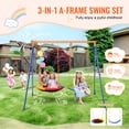 thumbnail image 2 of KFFKFF Outdoor Playset, Swing Structure with 440lbs Weight Limit, Includes 1 Disk Swing, 1 Strap Swing, Robust A-Frame Metal Stand and Modifiable Cord, Backyard Swing Set for Children, 2 of 9
