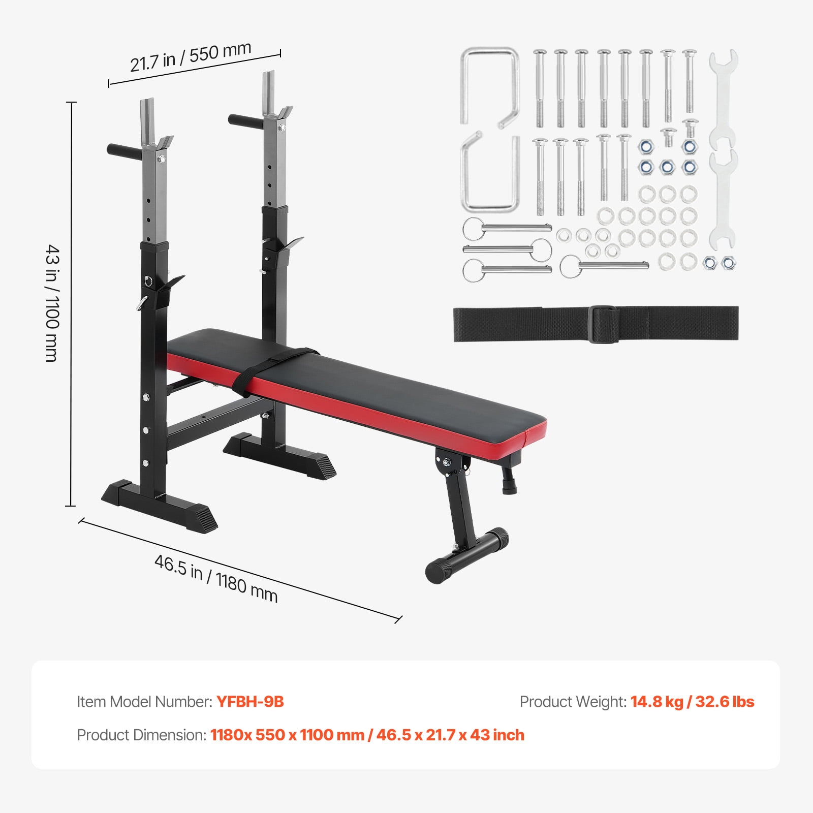 KFFKFF Strength Training Bench, Modifiable Workout Bench for Comprehensive Body Exercise, 400lbs Capacity Home Gym Fitness Bench, Rapid Foldable and Adjustable Weight Lifting Bench