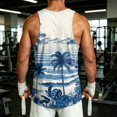 thumbnail image 4 of Mens Hawaiian Beach Tank Tops Graphic Beach Cut Off Sleeveless Shirts Summer Vacation Muscle Top, 4 of 4