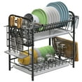 thumbnail image 1 of Dish Drying Rack, Bextsrack 2 Tier Hoom Decor Dish Rack with Drain Spout Dish Drainer with Utensil Holder & Cup Holder for Kitchen Counter, Black, 1 of 7