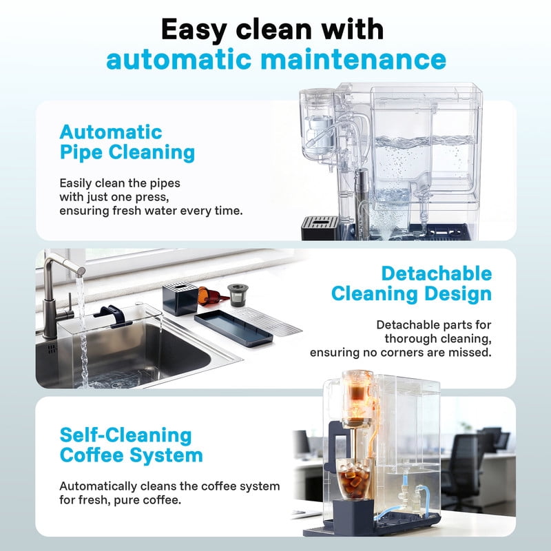 Etust 6-in-1 Water Dispenser with Ice Maker, K-Cup Compatible Coffee Brewer, Hot/Cold/Warm Water, Compact Countertop Appliance for Home & Office