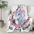 thumbnail image 5 of Personalized Horse Lover Blanket with Custom Name Just A Girl Who Loves Horses Blanket Throw, Flannel Fleece Micro Lightweight Soft Cozy for All Season in Home Bed Sofa Chairs Dorm 60"x50" for Teens, 5 of 6