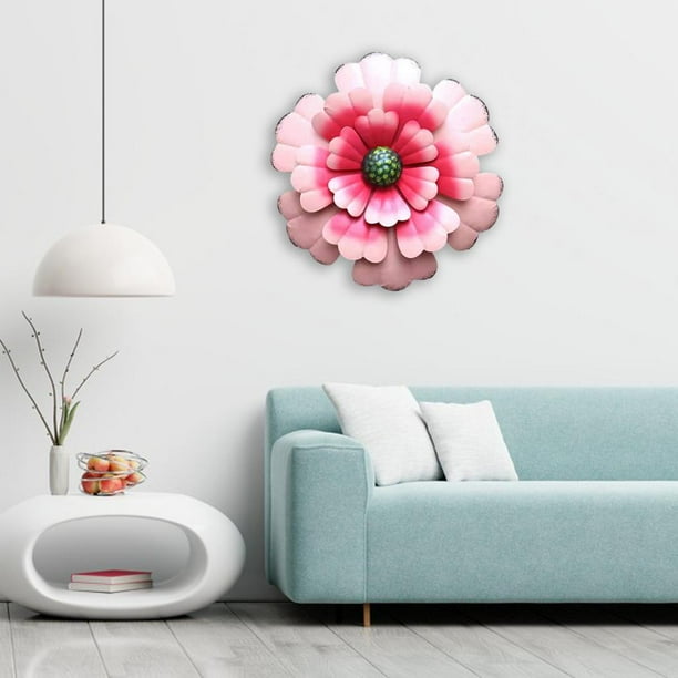 Estatua colgante de pared de flores de metal, decoración floral de pared de jardín, valla para exteriores, arte, decoraciones colgantes exteriores Rosado Soledad Escultura de pared