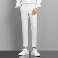 thumbnail image 2 of Pantalones de traje masculino recortados Pantalones de verano blancos rectos para hombre Sastrería 2024 Ropa de diseñador Vestido elegante de estilo coreano de lujo, 2 of 5