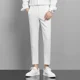 thumbnail image 2 of Pantalones de traje masculino recortados Pantalones de verano blancos rectos para hombre Sastrería 2024 Ropa de diseñador Vestido elegante de estilo coreano de lujo, 2 of 5
