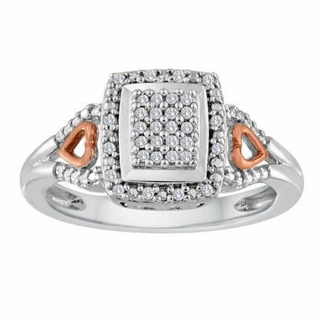 1/10 Carat T.W. Diamond 10kt Rose Gold Accent over Sterling Silver Fashion Ring